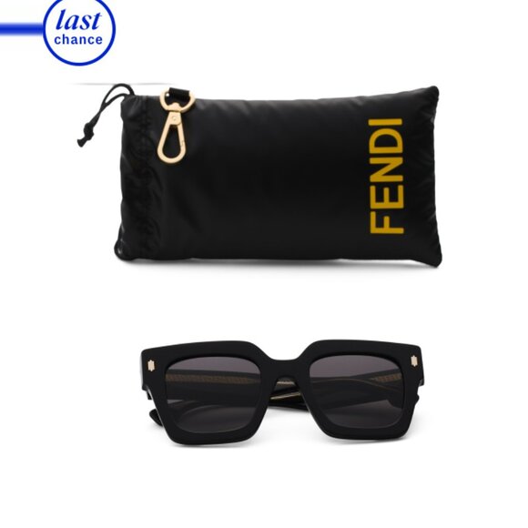 FENDI Shiny Black 50mm Square Sunglasses